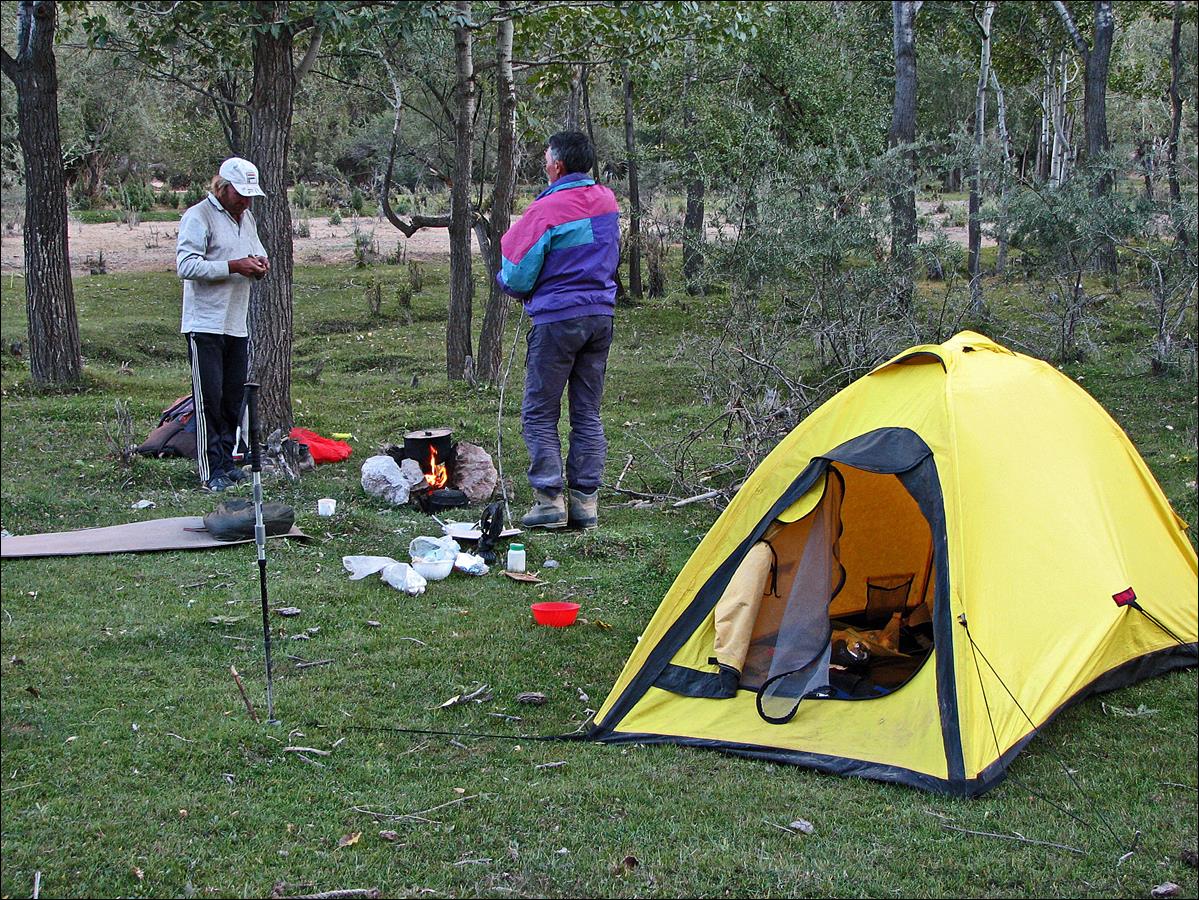 A group of people camping in the woods

Description automatically generated